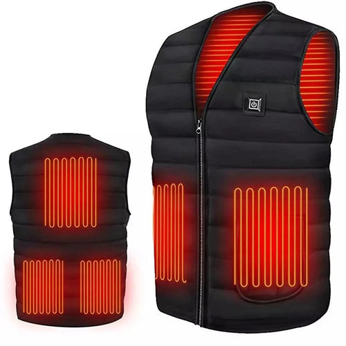 Chaleco Térmico Inteligente Unisex Calefactado 9 Zonas Cuello V – Exterior Flexible Invierno M-7XL