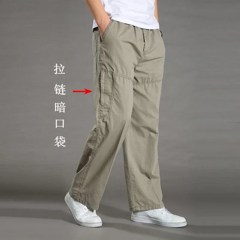 Pantalón Cargo Hombre Algodón Multi-Bolsillos – Casual Streetwear Talla S-6XL