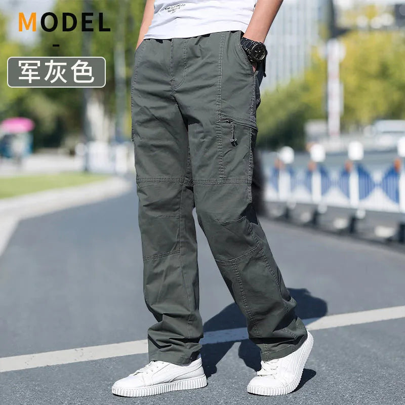 Pantalón Cargo Hombre Algodón Multi-Bolsillos – Casual Streetwear Talla S-6XL