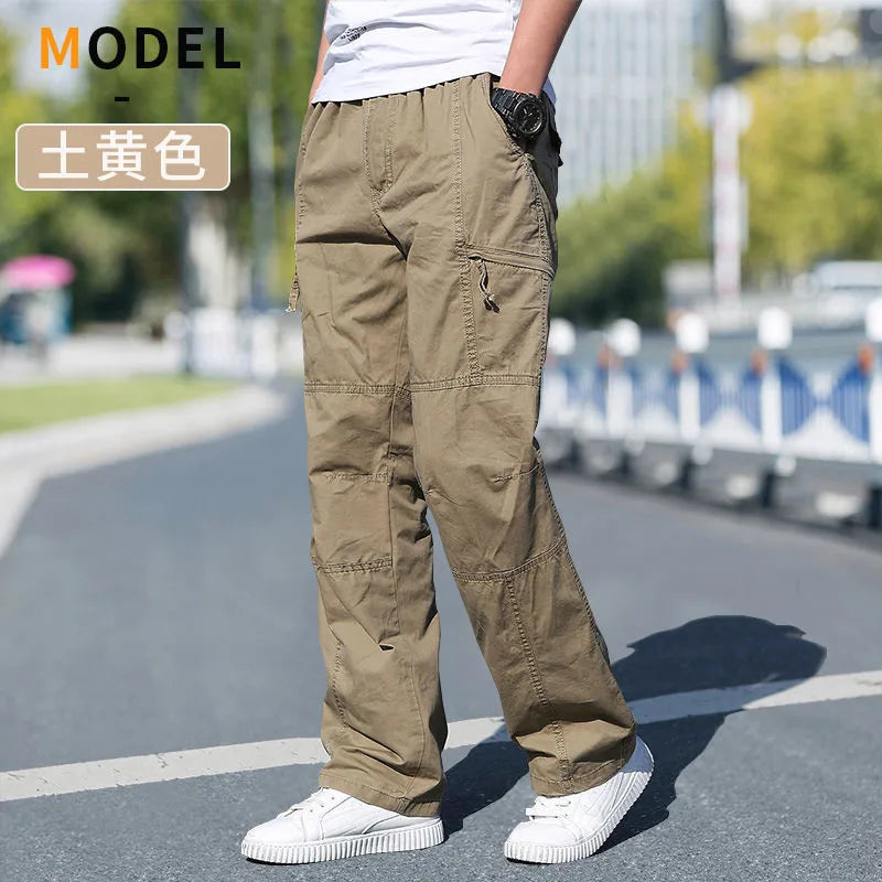 Pantalón Cargo Hombre Algodón Multi-Bolsillos – Casual Streetwear Talla S-6XL