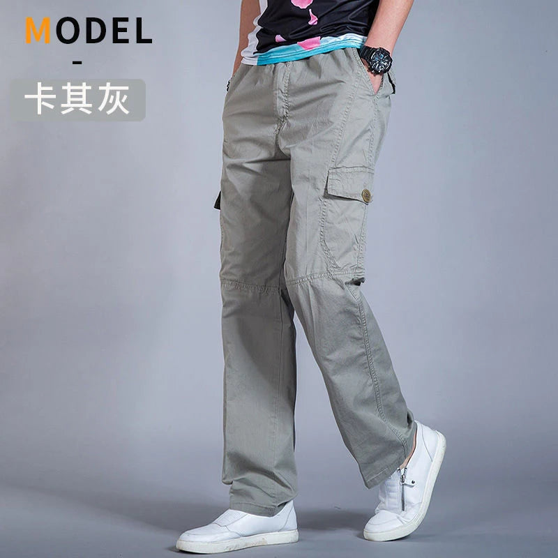 Pantalón Cargo Hombre Algodón Multi-Bolsillos – Casual Streetwear Talla S-6XL