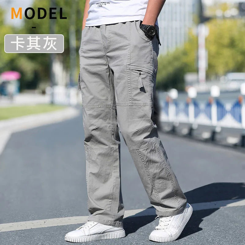 Pantalón Cargo Hombre Algodón Multi-Bolsillos – Casual Streetwear Talla S-6XL