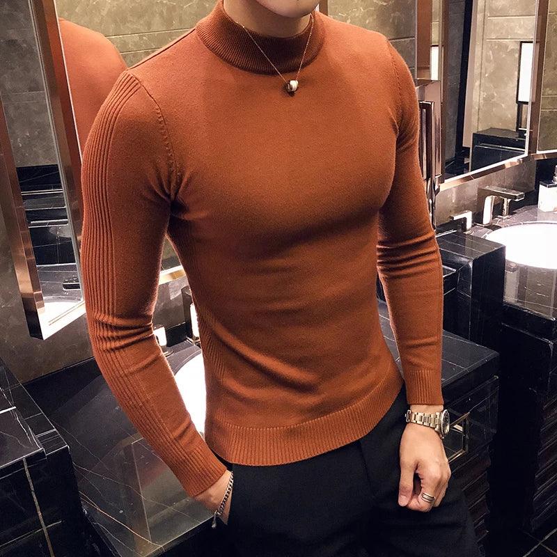 Men's Slim Fit Turtleneck Sweater – Fine Knit Autumn-Winter