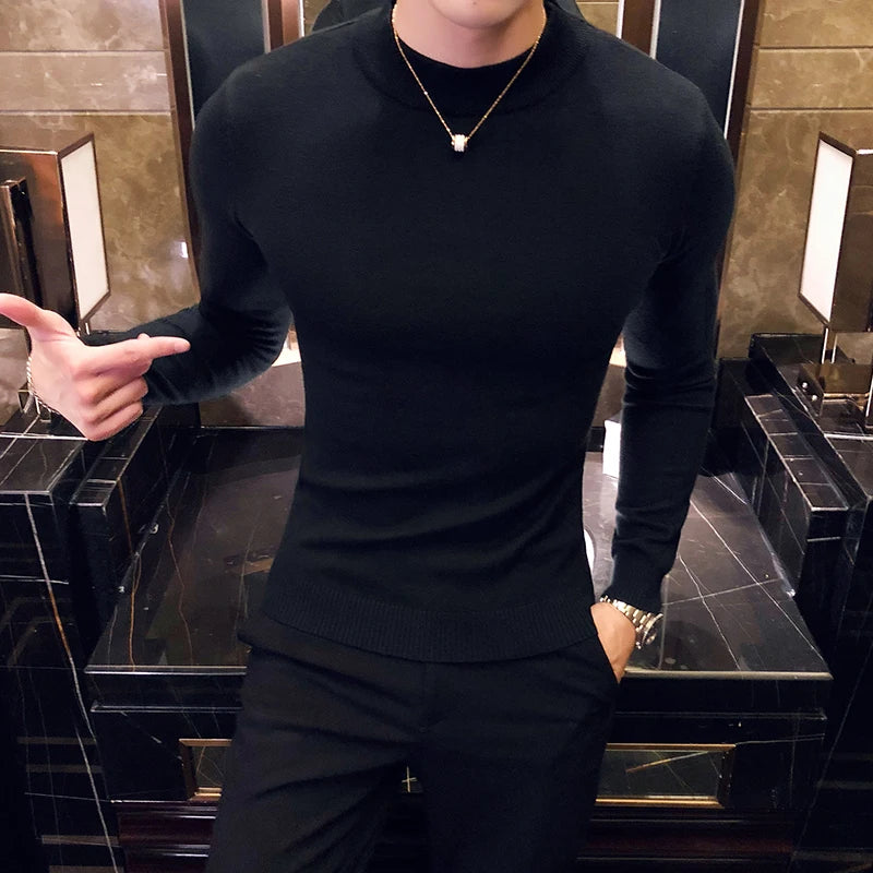 Men's Slim Fit Turtleneck Sweater – Fine Knit Autumn-Winter