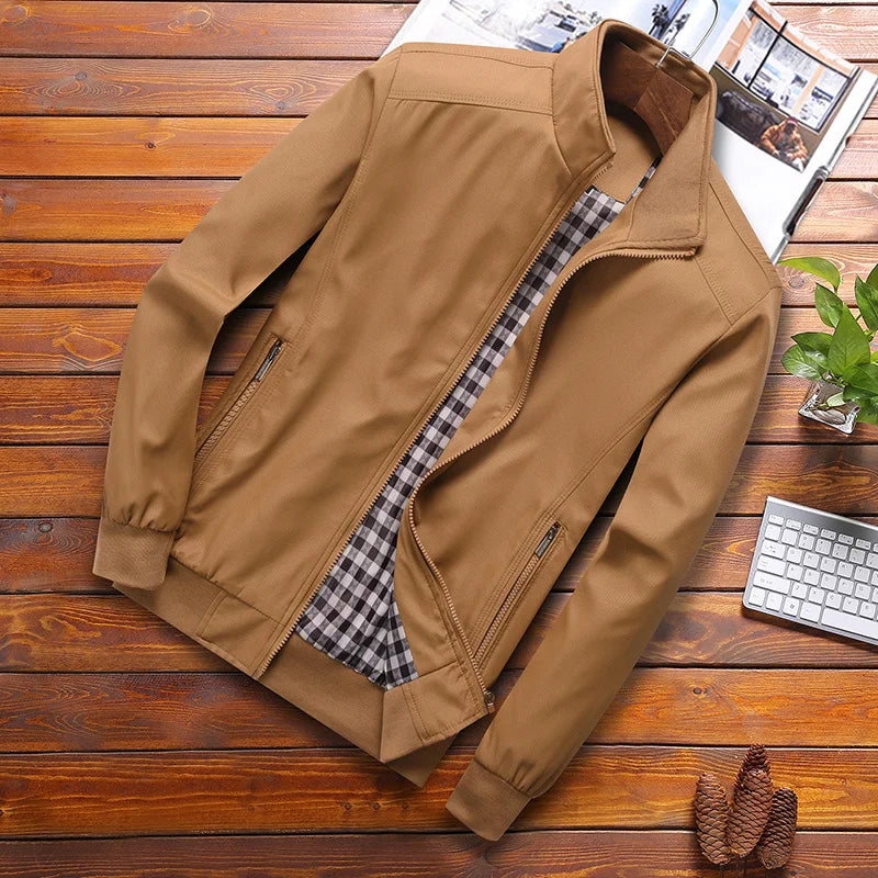 Men's Slim Hooded Bomber Jacket – Casual Solid Color Baseball M-8XL