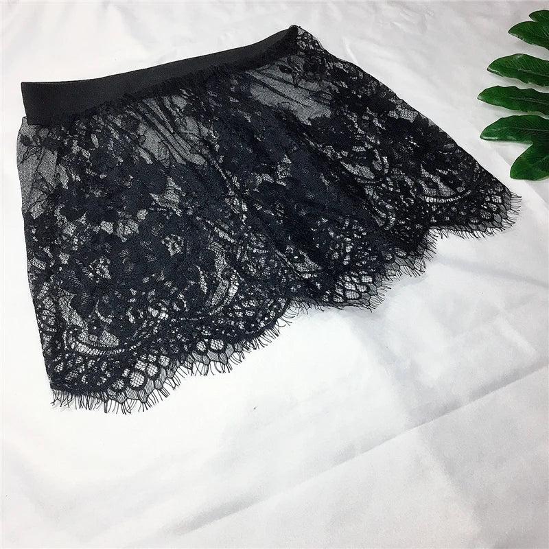 Women's Sheer Lace and Tulle Mini Skirt – Sexy Summer, Black & White