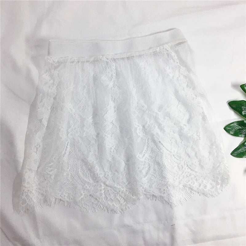 Women's Sheer Lace and Tulle Mini Skirt – Sexy Summer, Black & White