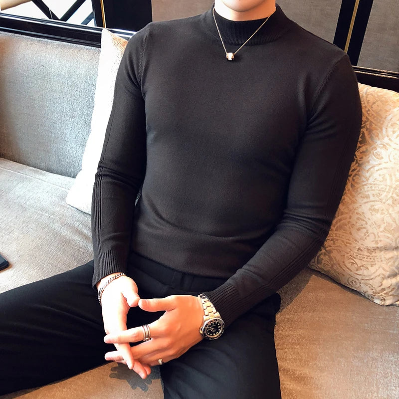 Men's Slim Fit Turtleneck Sweater – Fine Knit Autumn-Winter