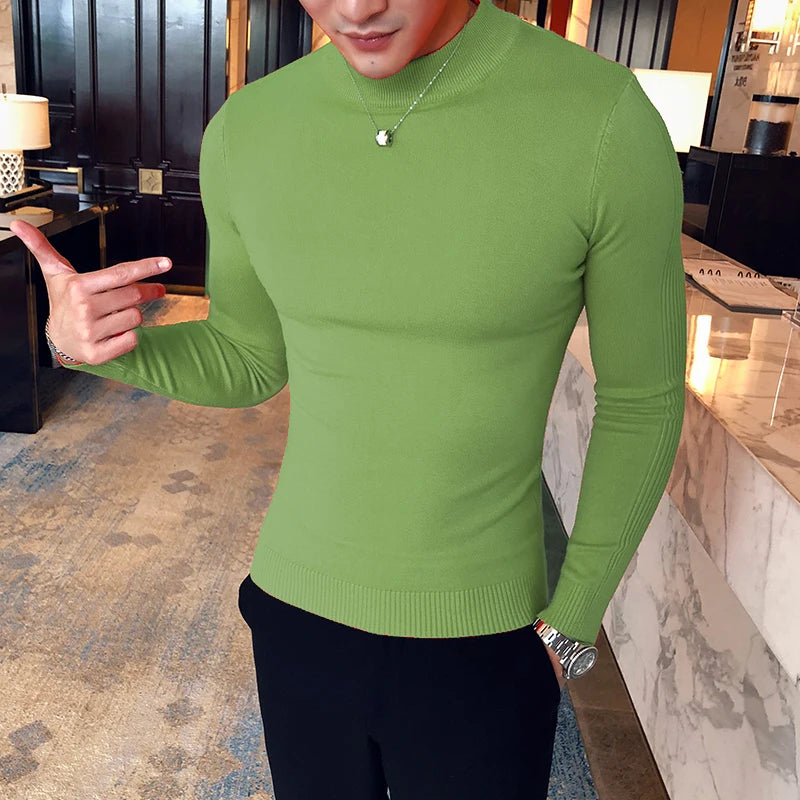 Men's Slim Fit Turtleneck Sweater – Fine Knit Autumn-Winter