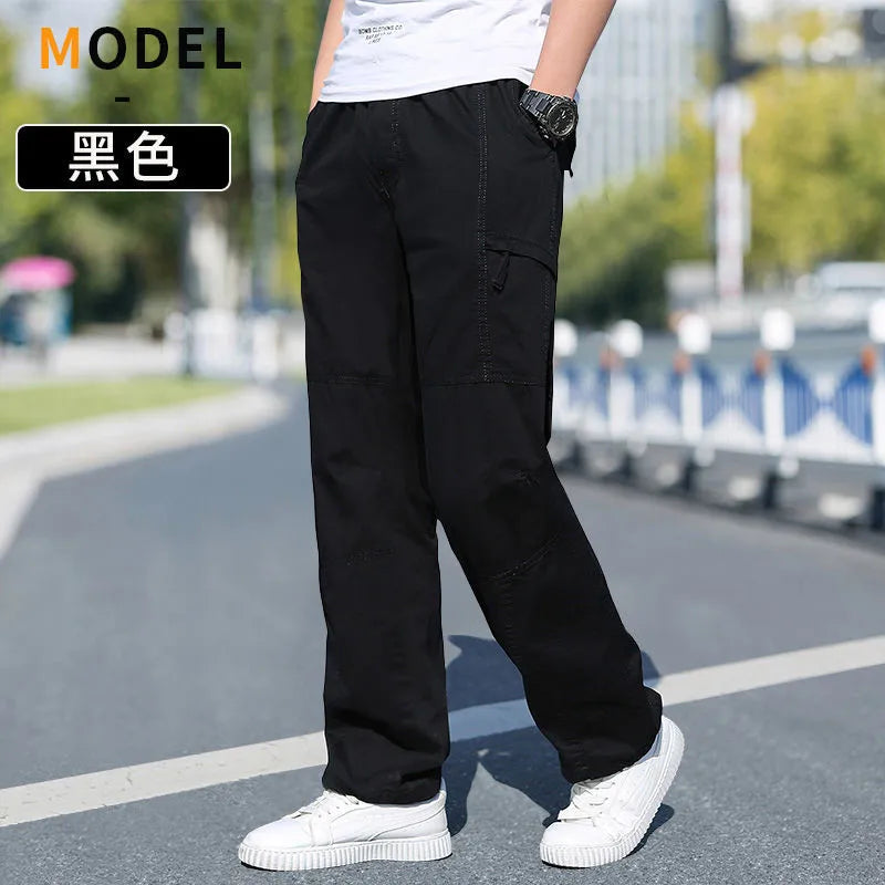 Pantalón Cargo Hombre Algodón Multi-Bolsillos – Casual Streetwear Talla S-6XL