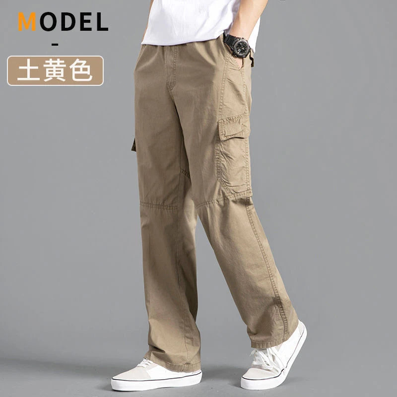 Pantalón Cargo Hombre Algodón Multi-Bolsillos – Casual Streetwear Talla S-6XL