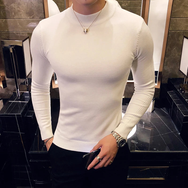 Men's Slim Fit Turtleneck Sweater – Fine Knit Autumn-Winter