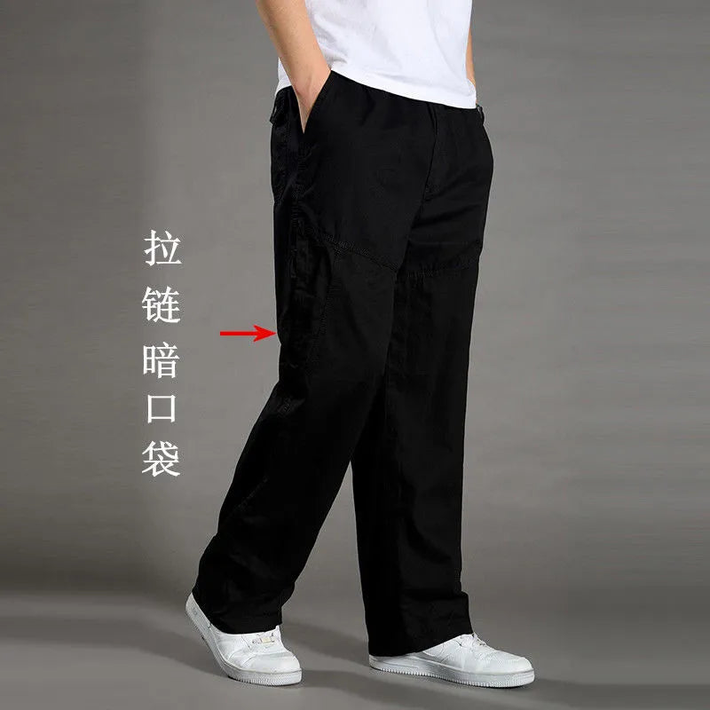 Pantalón Cargo Hombre Algodón Multi-Bolsillos – Casual Streetwear Talla S-6XL
