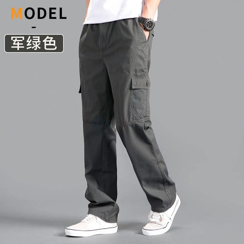 Pantalón Cargo Hombre Algodón Multi-Bolsillos – Casual Streetwear Talla S-6XL