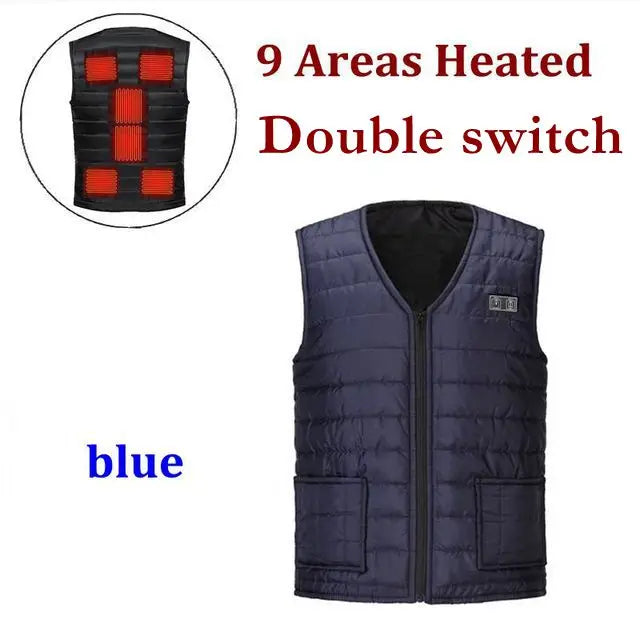 Chaleco Térmico Inteligente Unisex Calefactado 9 Zonas Cuello V – Exterior Flexible Invierno M-7XL