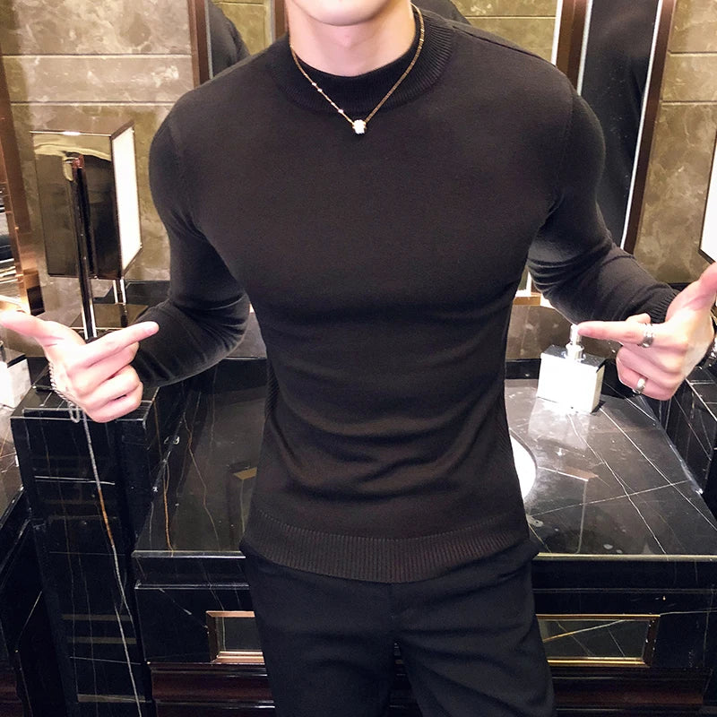 Men's Slim Fit Turtleneck Sweater – Fine Knit Autumn-Winter