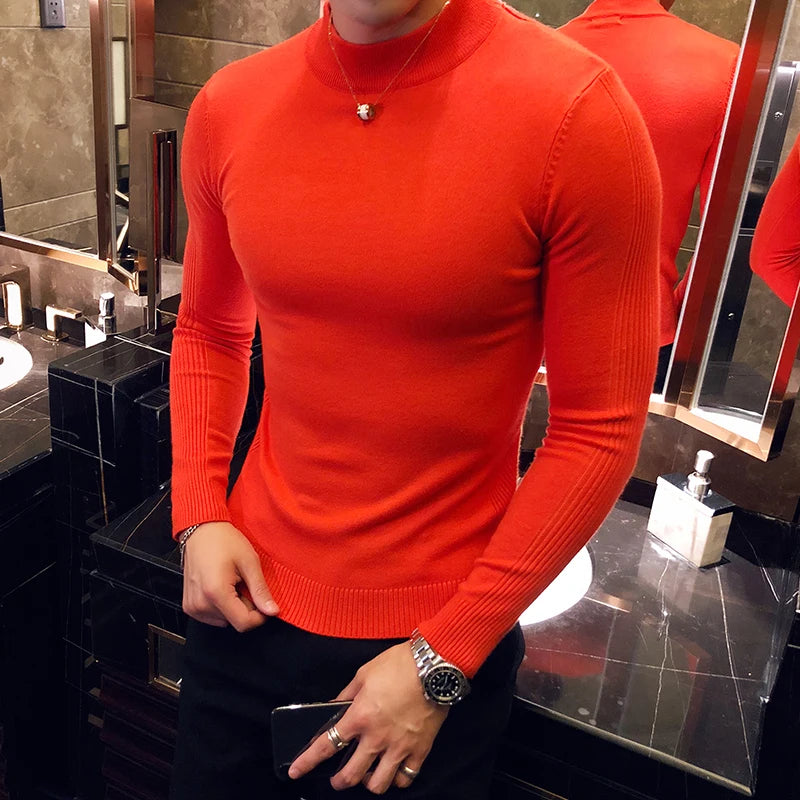 Men's Slim Fit Turtleneck Sweater – Fine Knit Autumn-Winter