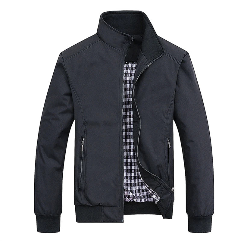 Men's Slim Hooded Bomber Jacket – Casual Solid Color Baseball M-8XL