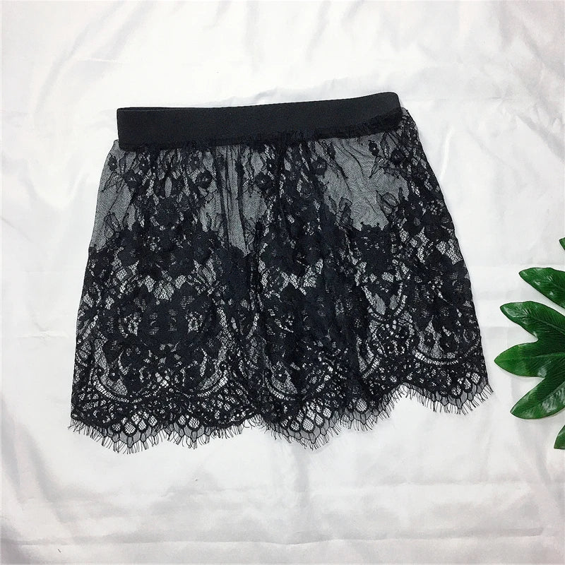 Women's Sheer Lace and Tulle Mini Skirt – Sexy Summer, Black & White