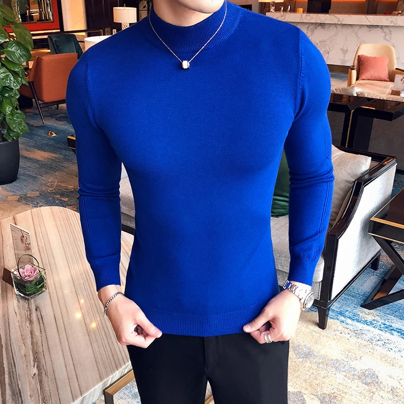Men's Slim Fit Turtleneck Sweater – Fine Knit Autumn-Winter