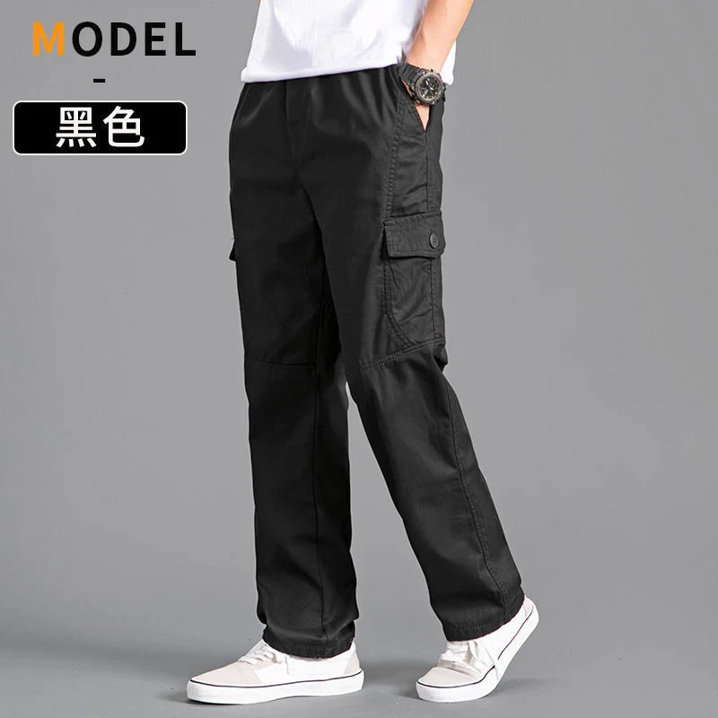 Pantalón Cargo Hombre Algodón Multi-Bolsillos – Casual Streetwear Talla S-6XL