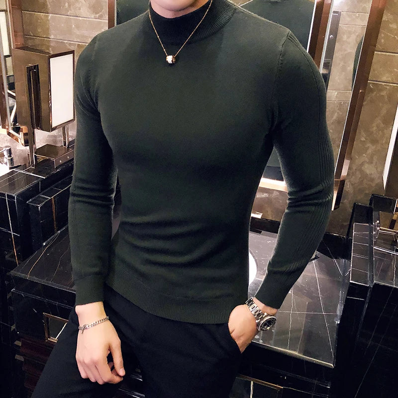 Men's Slim Fit Turtleneck Sweater – Fine Knit Autumn-Winter