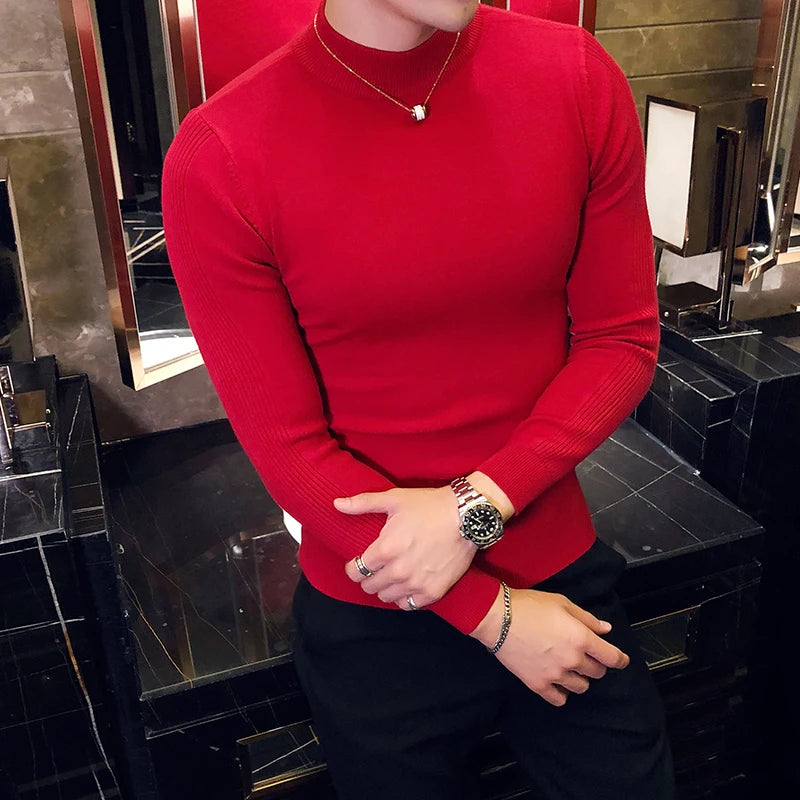 Men's Slim Fit Turtleneck Sweater – Fine Knit Autumn-Winter