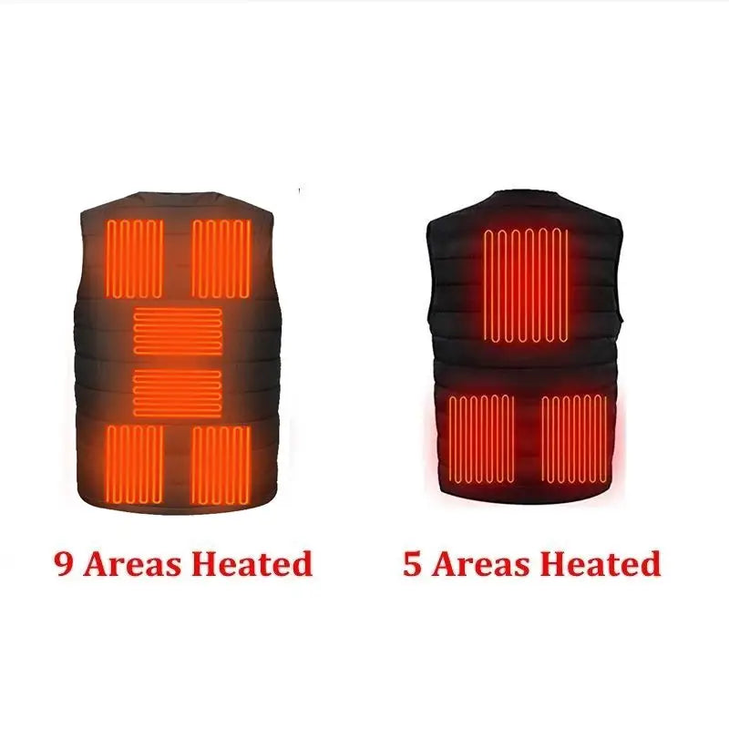 Chaleco Térmico Inteligente Unisex Calefactado 9 Zonas Cuello V – Exterior Flexible Invierno M-7XL