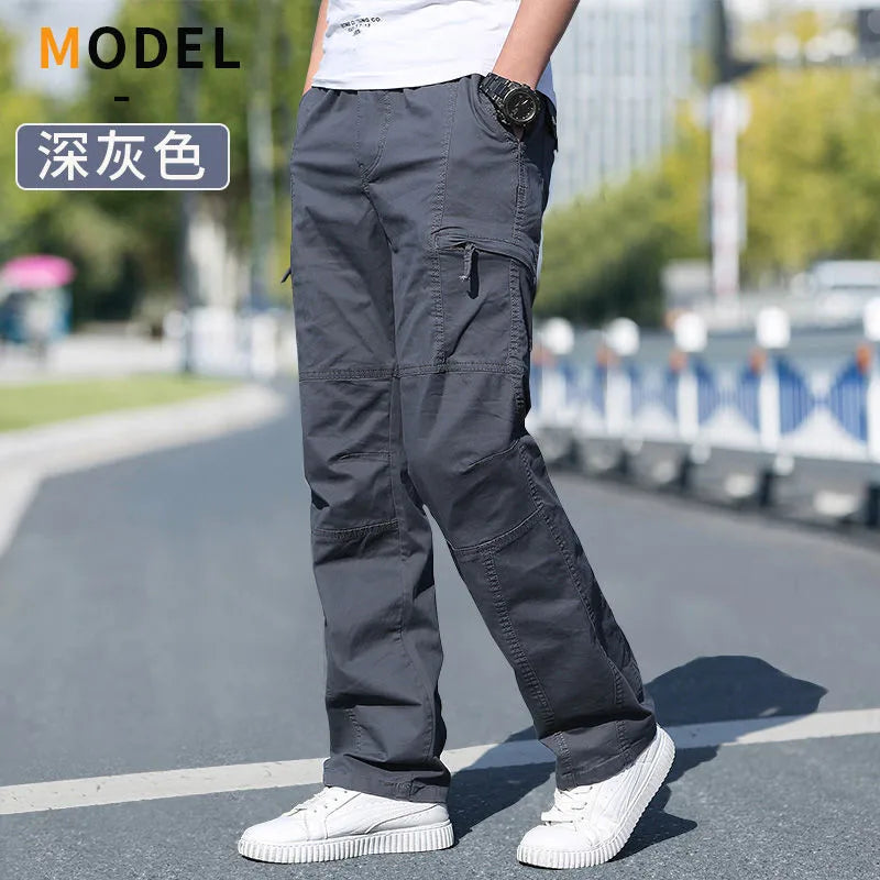 Pantalón Cargo Hombre Algodón Multi-Bolsillos – Casual Streetwear Talla S-6XL