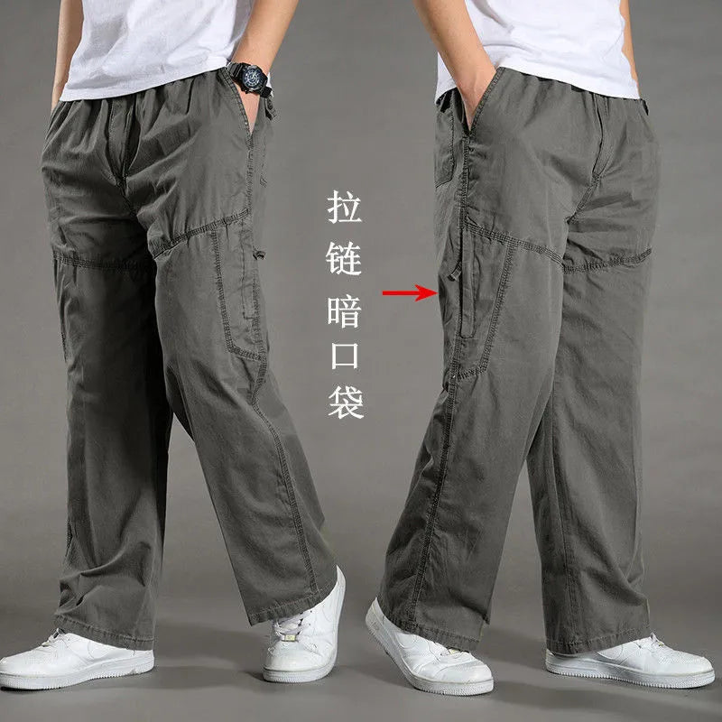 Pantalón Cargo Hombre Algodón Multi-Bolsillos – Casual Streetwear Talla S-6XL