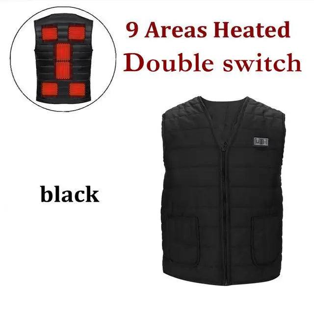 Chaleco Térmico Inteligente Unisex Calefactado 9 Zonas Cuello V – Exterior Flexible Invierno M-7XL