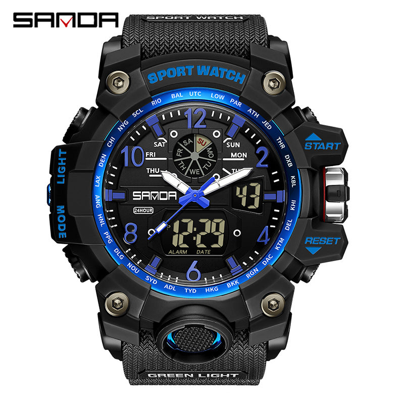 Reloj Deportivo Digital Multifunción Sanda – Alarma Luminoso Resistente al Agua 50M Unisex