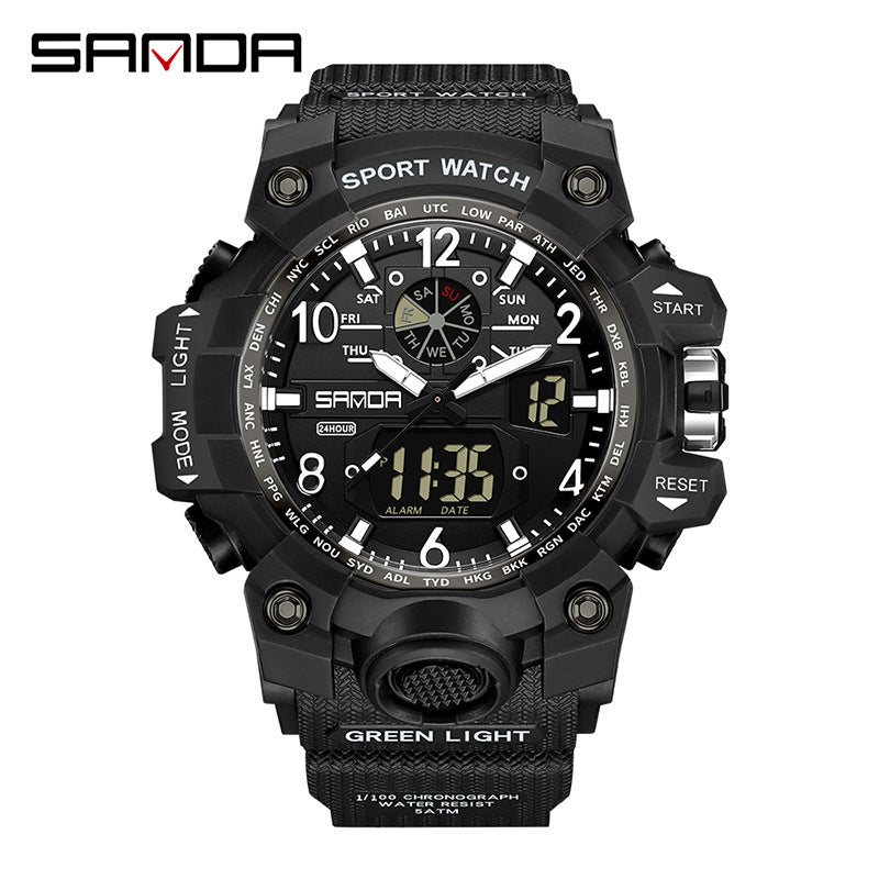 Reloj Deportivo Digital Multifunción Sanda – Alarma Luminoso Resistente al Agua 50M Unisex