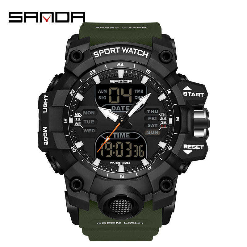 Reloj Deportivo Digital Multifunción Sanda – Alarma Luminoso Resistente al Agua 50M Unisex