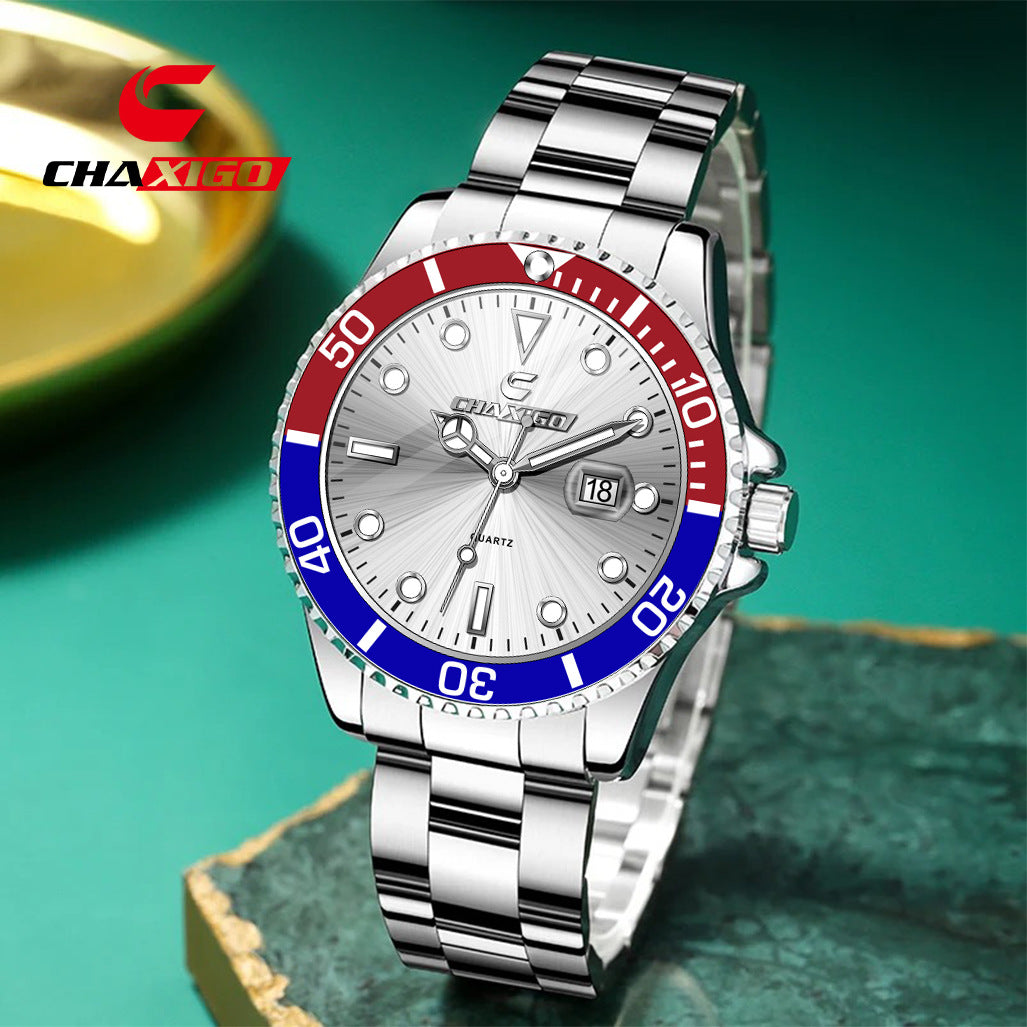 Reloj de Cuarzo Luminoso Hombre – Esfera Verde Resistente al Agua 30M Correa Silicona
