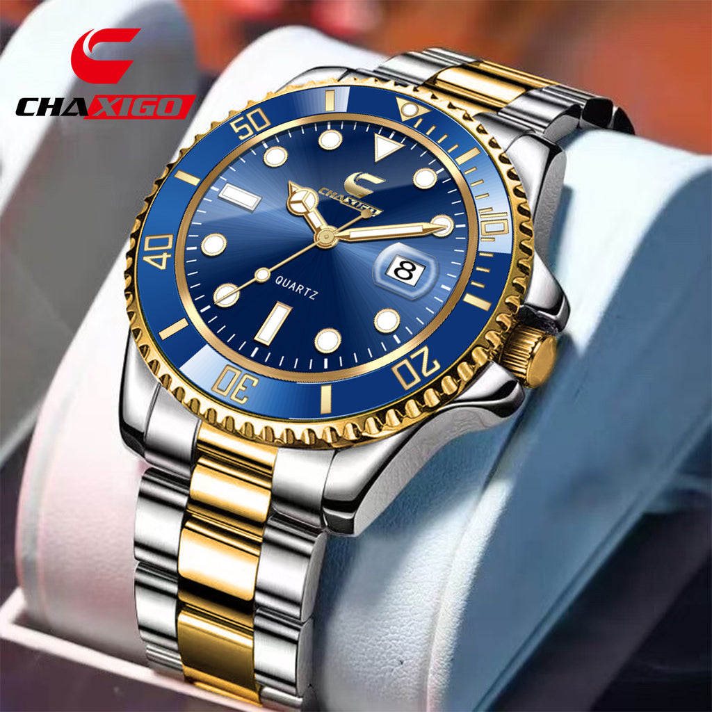 Reloj de Cuarzo Luminoso Hombre – Esfera Verde Resistente al Agua 30M Correa Silicona