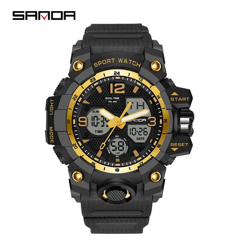 Reloj Deportivo Digital Multifunción Sanda – Alarma Luminoso Resistente al Agua 50M Unisex