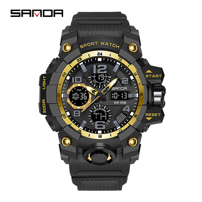 Reloj Deportivo Digital Multifunción Sanda – Alarma Luminoso Resistente al Agua 50M Unisex