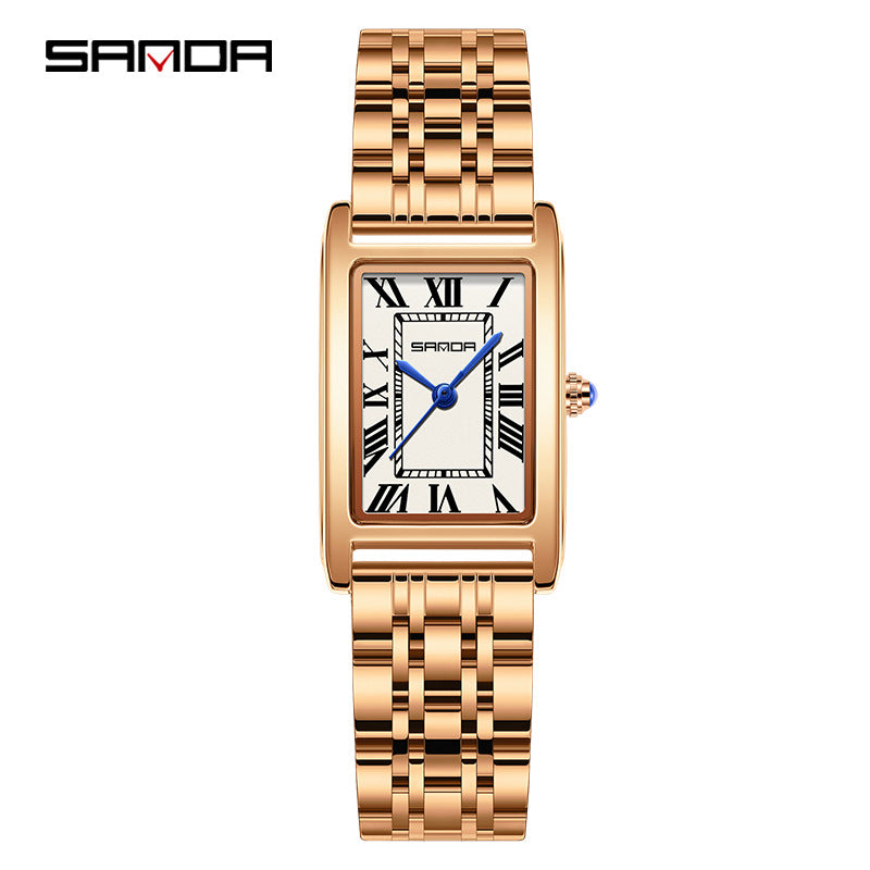 Reloj de Pareja Vintage Cuadrado – Cuarzo Elegante Unisex con Números Romanos