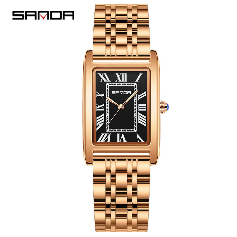 Reloj de Pareja Vintage Cuadrado – Cuarzo Elegante Unisex con Números Romanos
