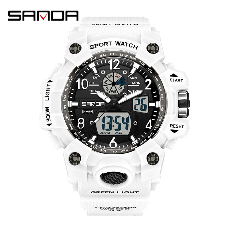 Reloj Deportivo Digital Multifunción Sanda – Alarma Luminoso Resistente al Agua 50M Unisex