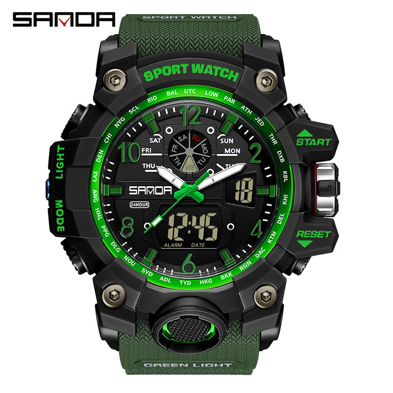 Reloj Deportivo Digital Multifunción Sanda – Alarma Luminoso Resistente al Agua 50M Unisex