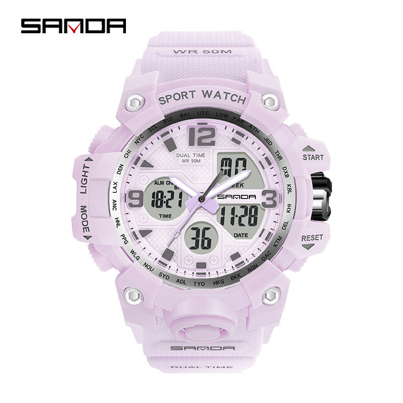 Reloj Deportivo Digital Multifunción Sanda – Alarma Luminoso Resistente al Agua 50M Unisex