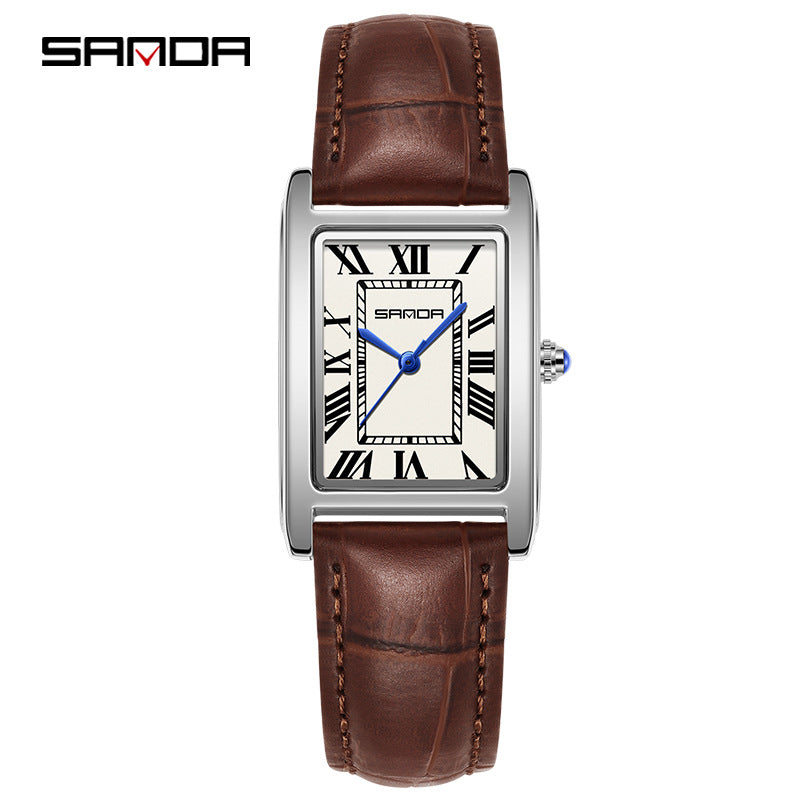 Reloj de Pareja Vintage Cuadrado – Cuarzo Elegante Unisex con Números Romanos