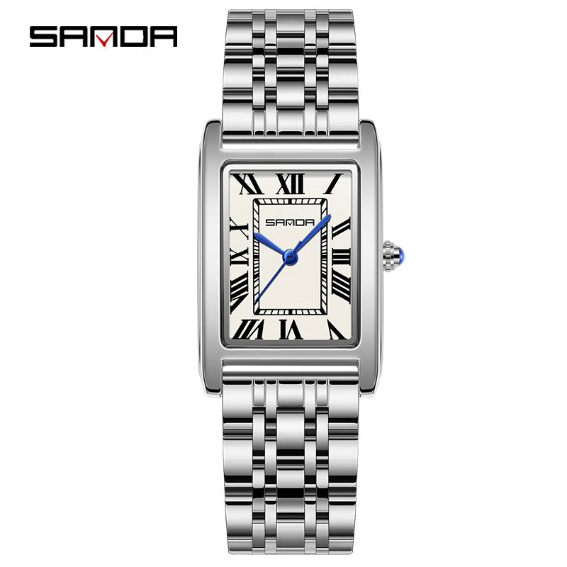 Reloj de Pareja Vintage Cuadrado – Cuarzo Elegante Unisex con Números Romanos