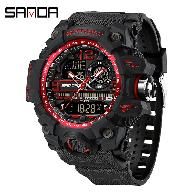 Reloj Deportivo Digital Multifunción Sanda – Alarma Luminoso Resistente al Agua 50M Unisex
