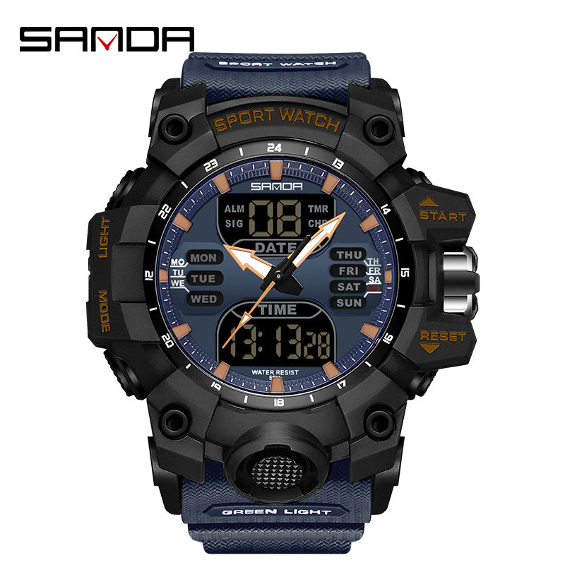 Reloj Deportivo Digital Multifunción Sanda – Alarma Luminoso Resistente al Agua 50M Unisex
