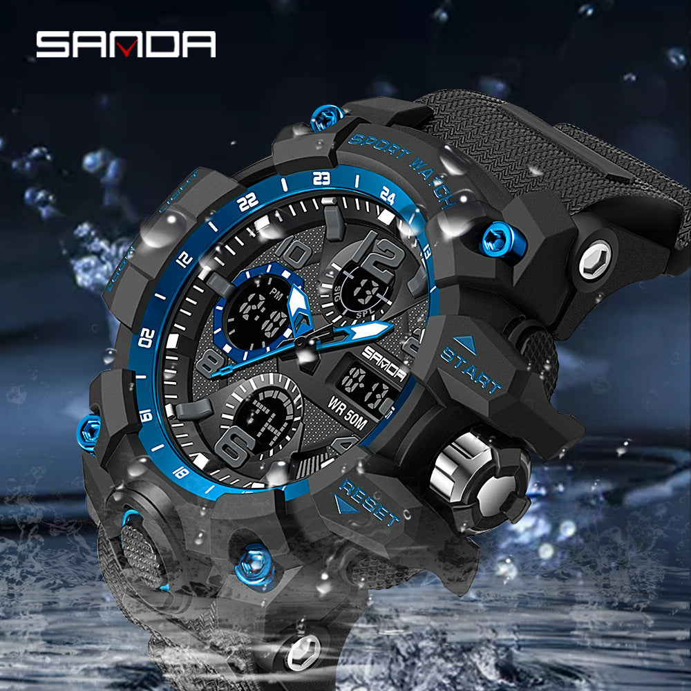 Sanda Multifunction Digital Sports Watch – Luminous Alarm Water Resistant 50M Unisex