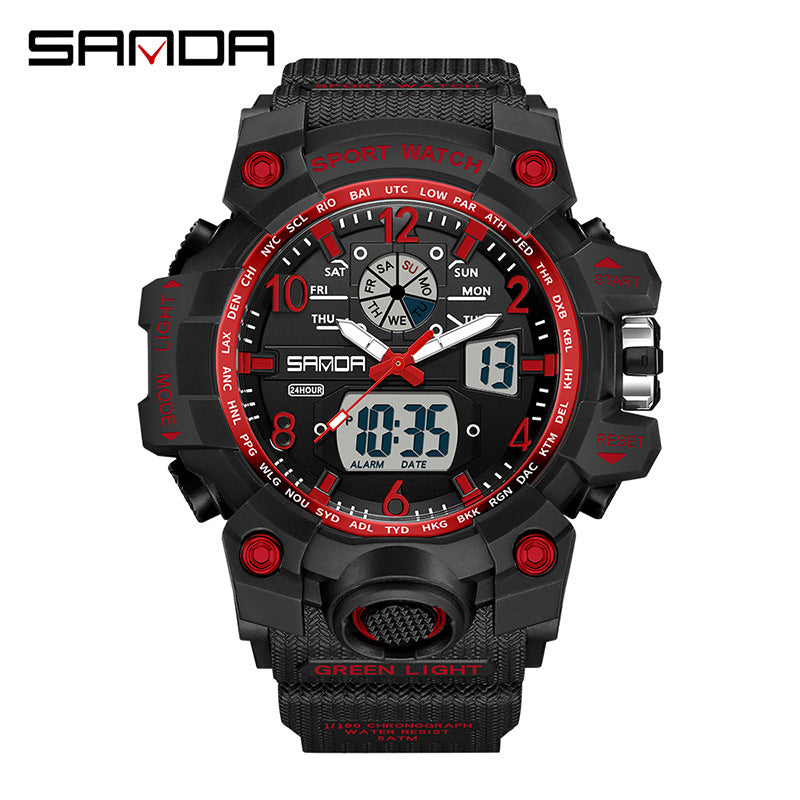 Reloj Deportivo Digital Multifunción Sanda – Alarma Luminoso Resistente al Agua 50M Unisex
