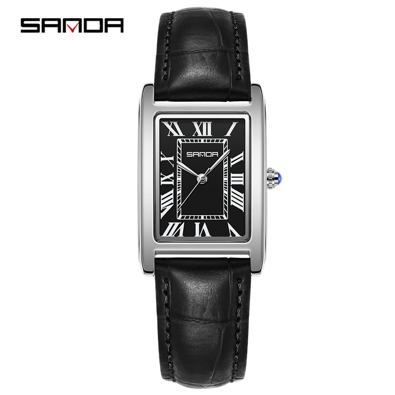 Reloj de Pareja Vintage Cuadrado – Cuarzo Elegante Unisex con Números Romanos